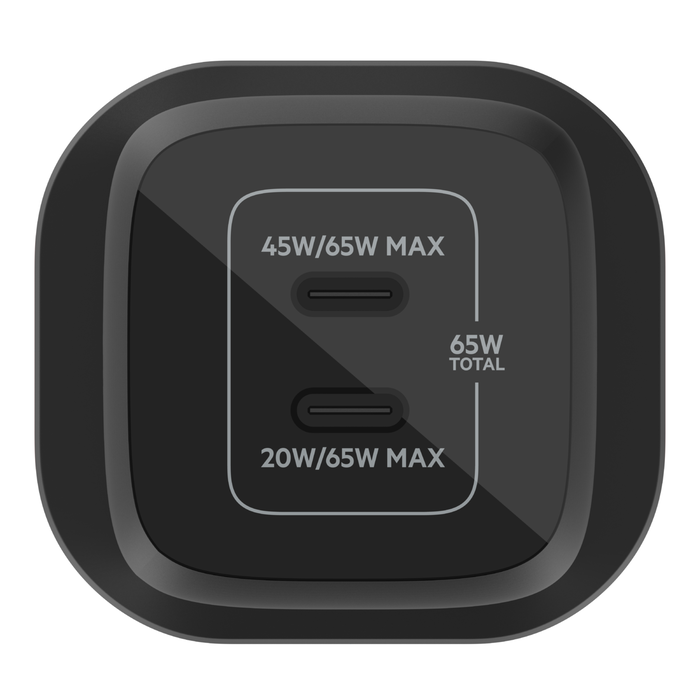 Dual USB-C GaN Wall Charger with PPS 65W, Black, hi-res